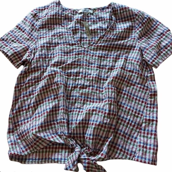 Madewell Tie Front Rainbow Ginham Check - Picture 5 of 7